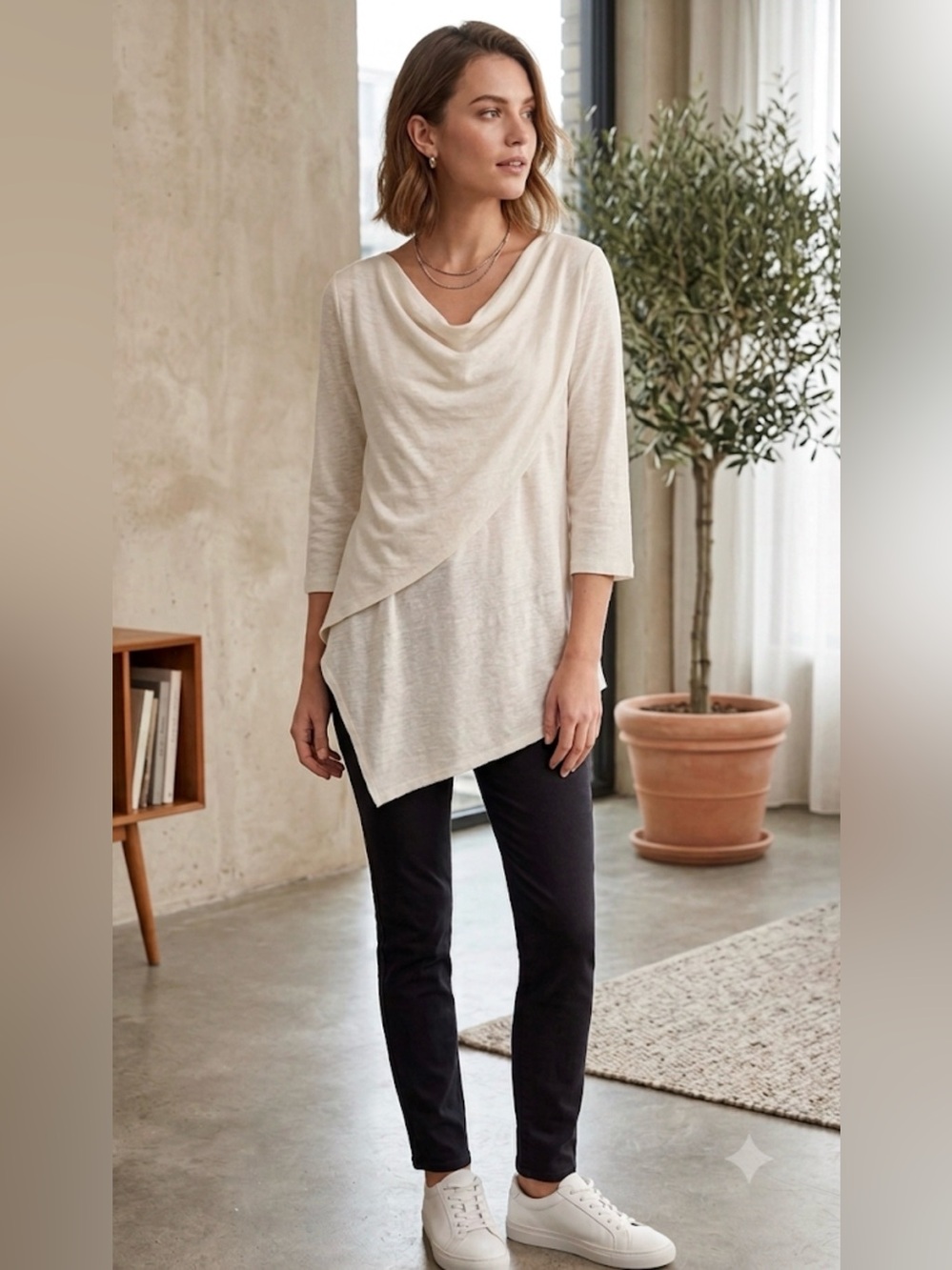 Stella Carakasi Off-White Linen Blend Top linen blend